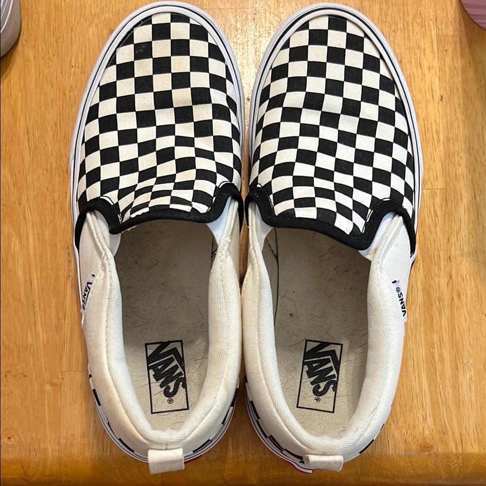 Vans Kids Black and White Checkered Slip-On Sneakers